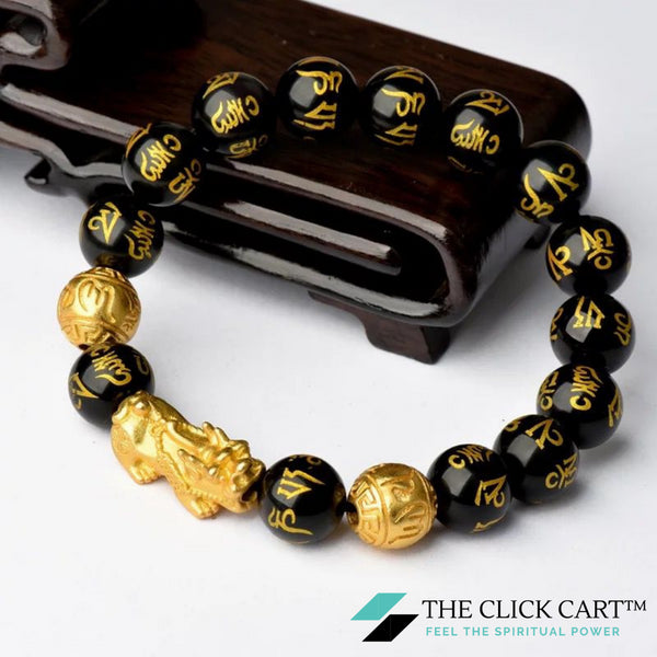 Gold Plated Wealth Feng Shui Pixiu Charm Obsidian Six Word Mantra Beads  Religious Bracelet Transfer Luck Jewelry From 8,57 € | DHgate