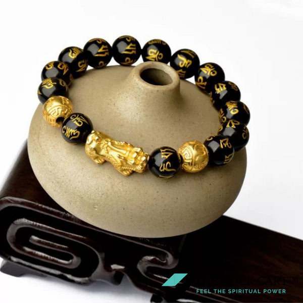 2PCS Obsidian Stone Beads Bracelet Pixiu Bracelet Black Wealth Bracele
