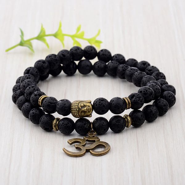 Blacksmith Black Lava Buddha Bracelet for Women  Men Black Lava Brac   Blacksmith Fashion